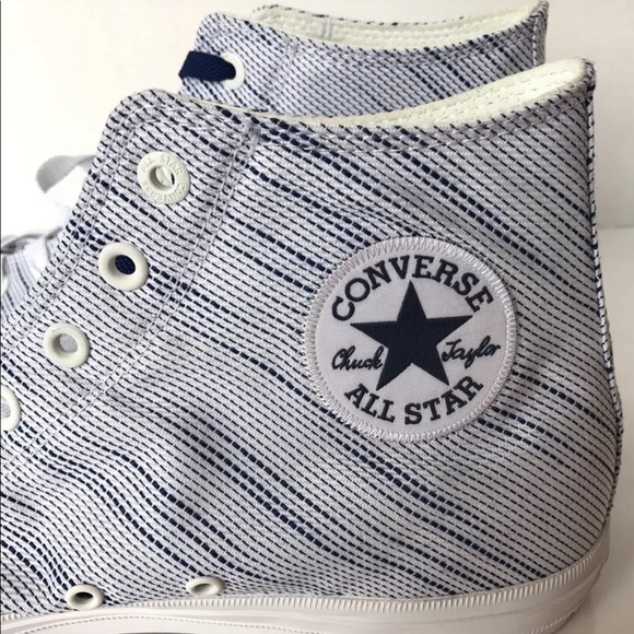 CONVERSE Chuck Taylor Hi Top Sneakers M12 W14 Blue White Stripe - Picture 3 of 9